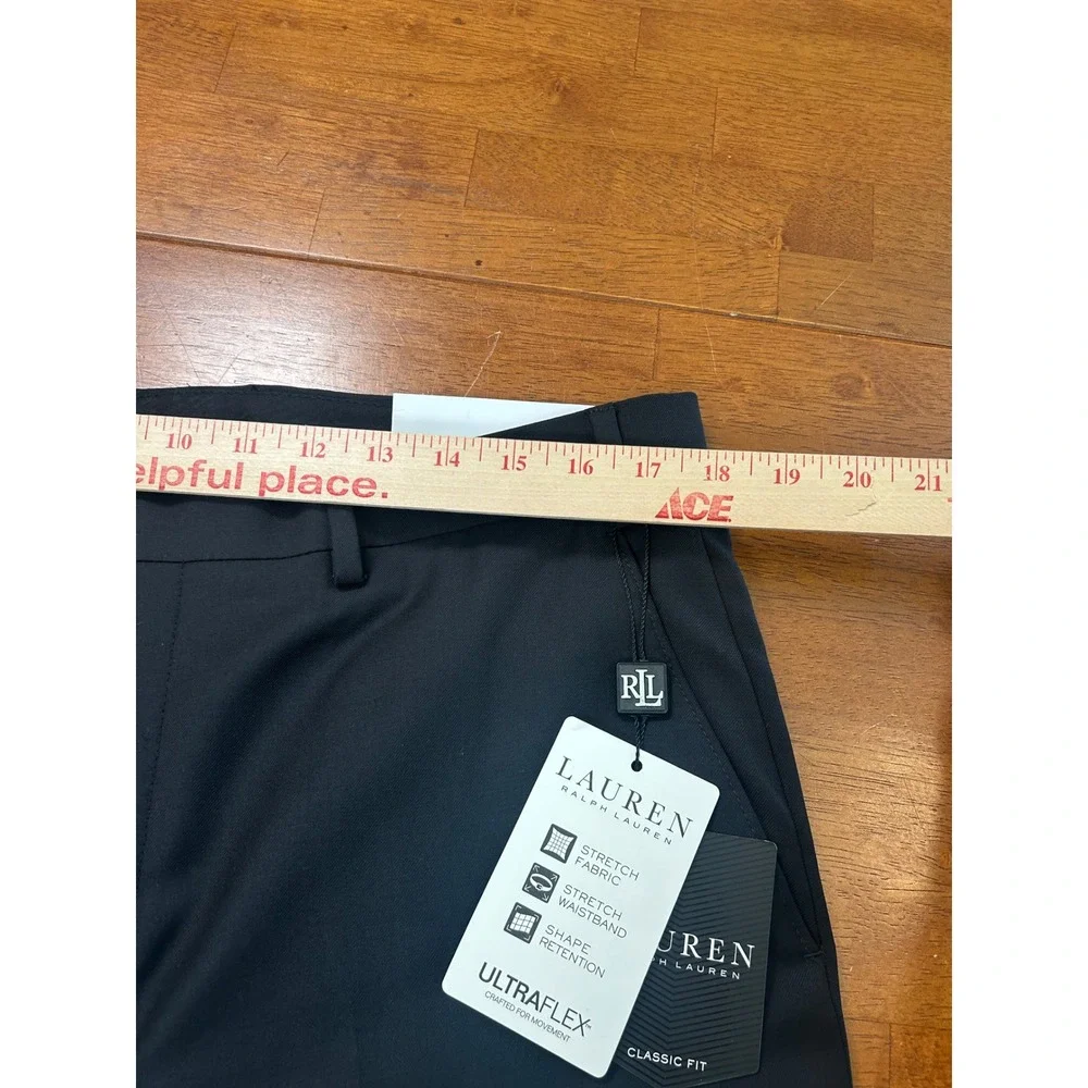 New Lauren Ralph Lauren Suit Trouser Mens 36x32 Black Ultraflex Edgewood